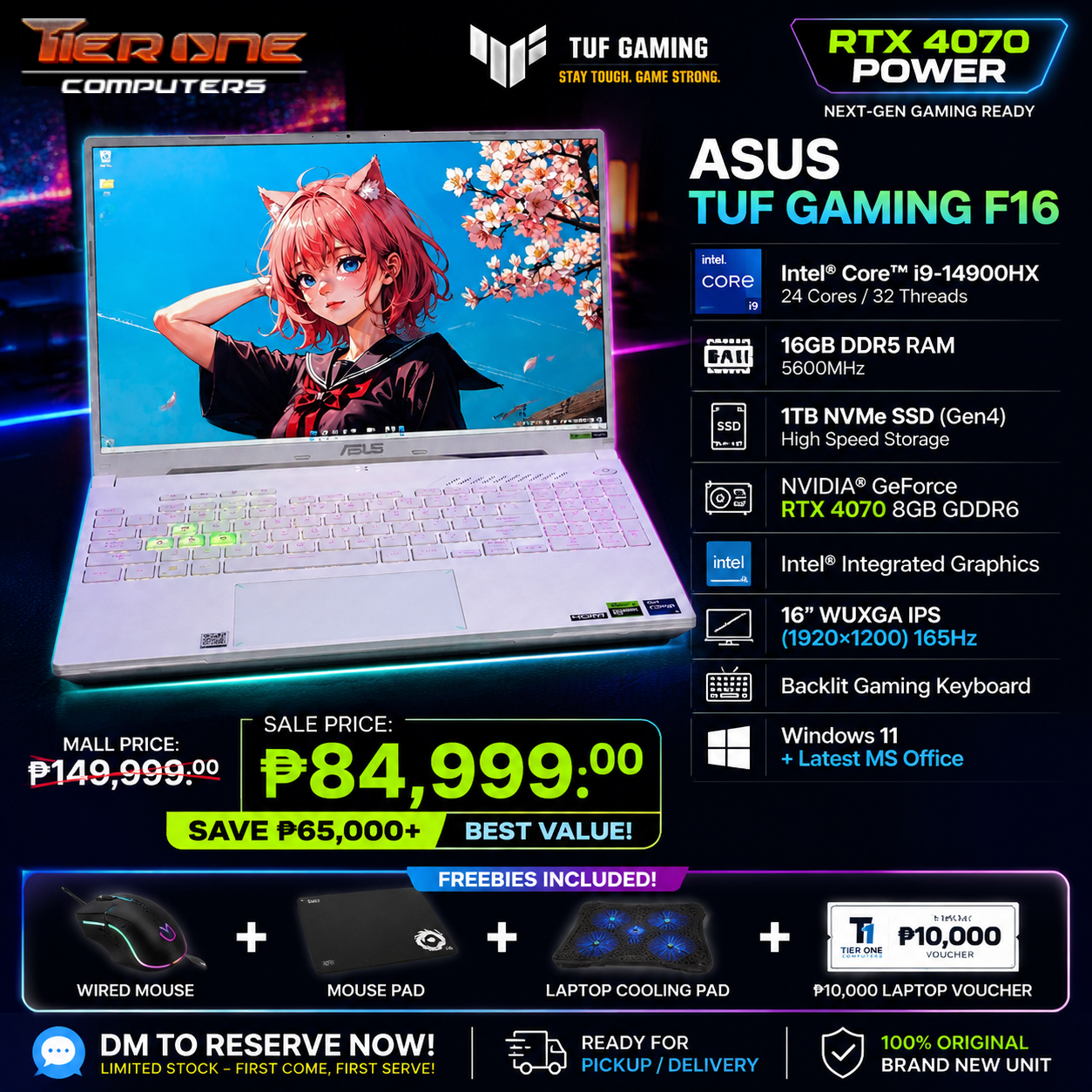 ASUS TUF F16 | i9 14th Gen | 16GB RAM | 1TB SSD | RTX 4070