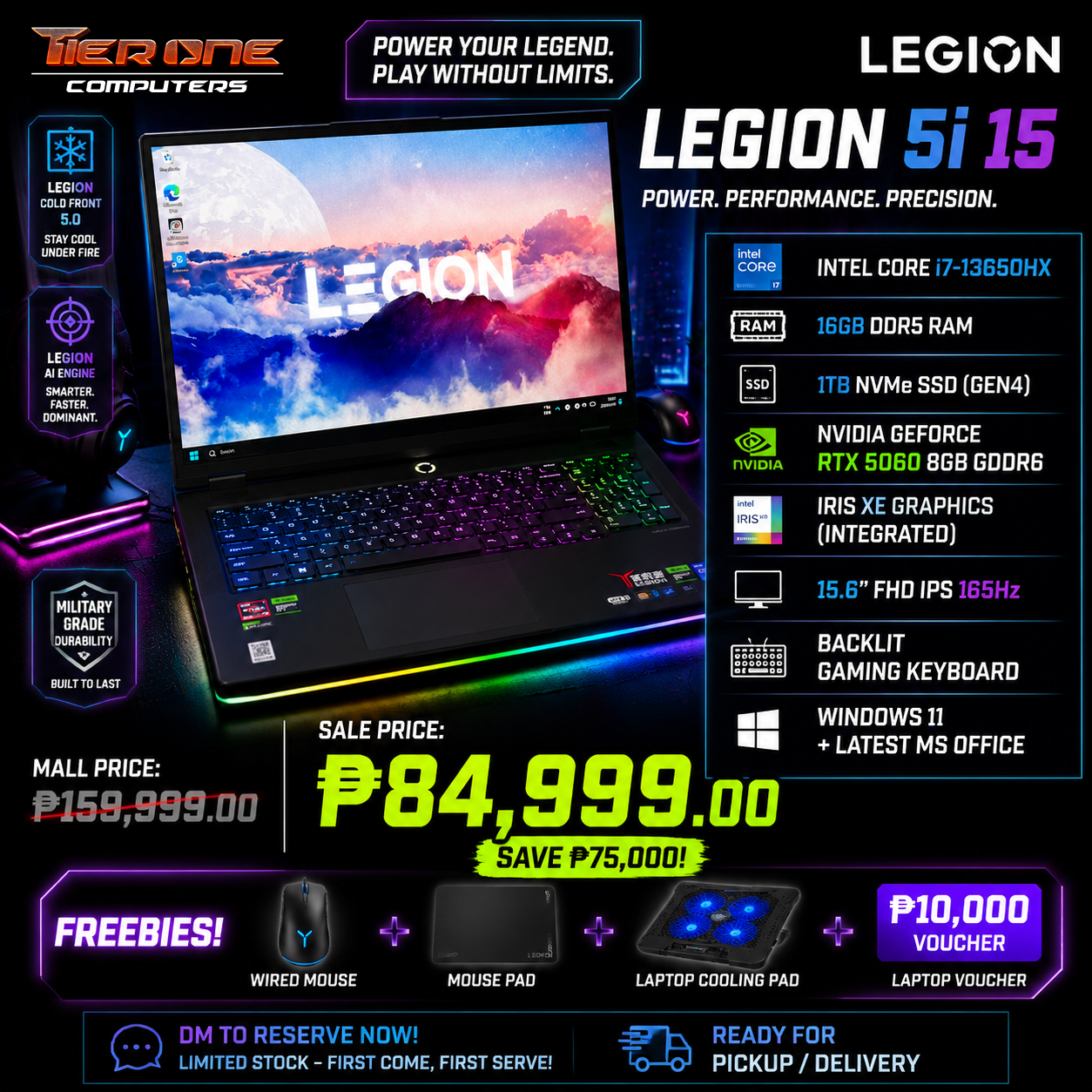 LENOVO LEGION 5i | i7 13th Gen | 16GB RAM | 1TB SSD | RTX 5060