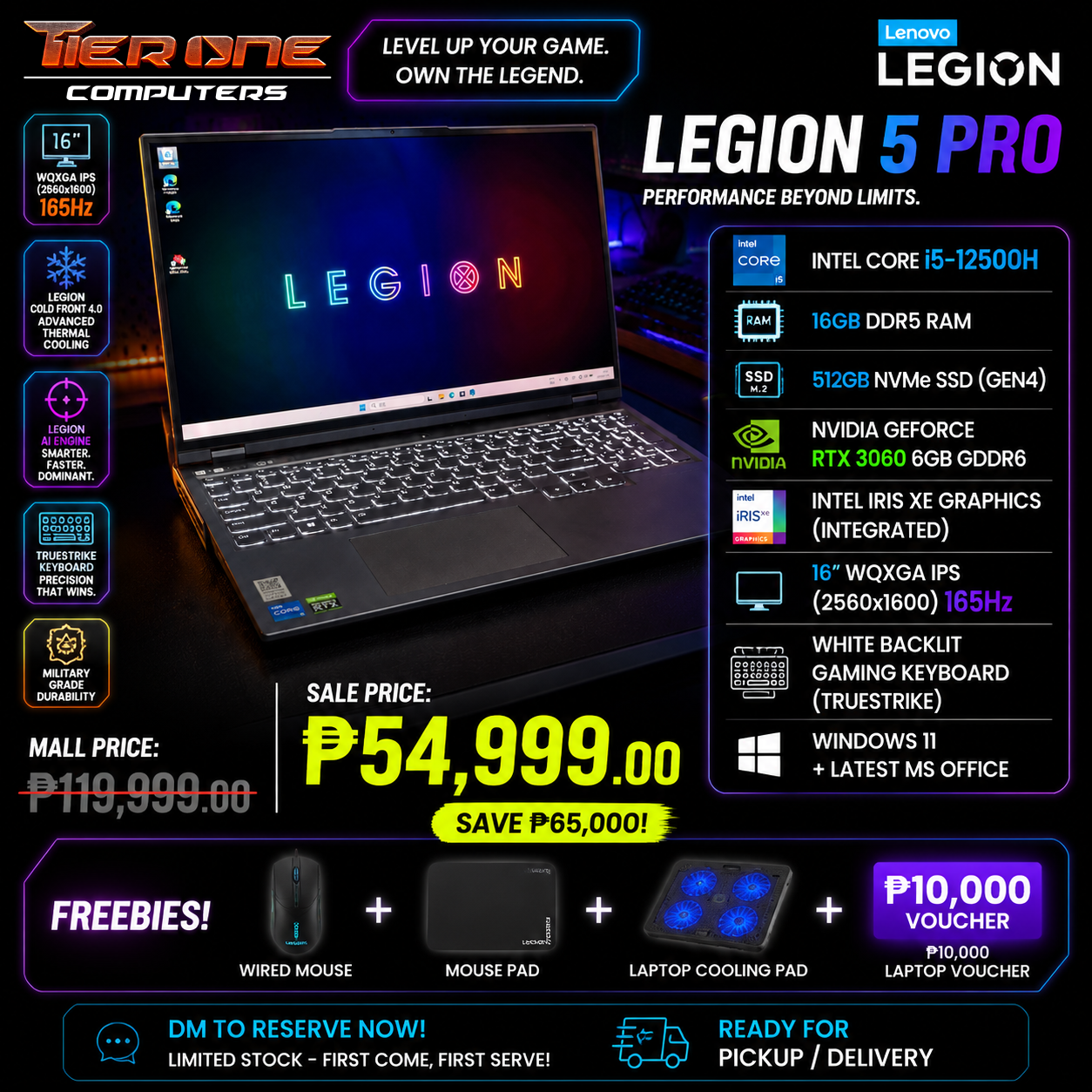LENOVO LEGION 5 PRO | i5 12th Gen | 16GB RAM | 512GB SSD | RTX 3060