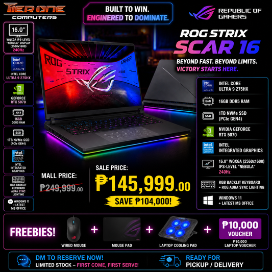 ASUS ROG Strix SCAR 16 | Intel Ultra 9 | 16GB RAM | 1TB SSD | RTX 5070