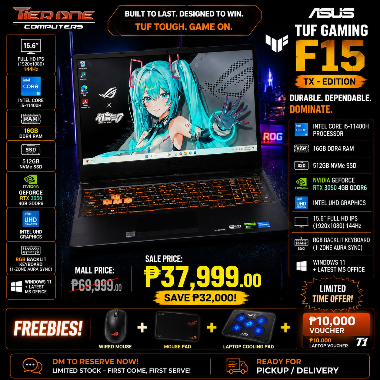 ASUS TUF F15 | i5 11th Gen | 16GB RAM | 512GB SSD | RTX 3050