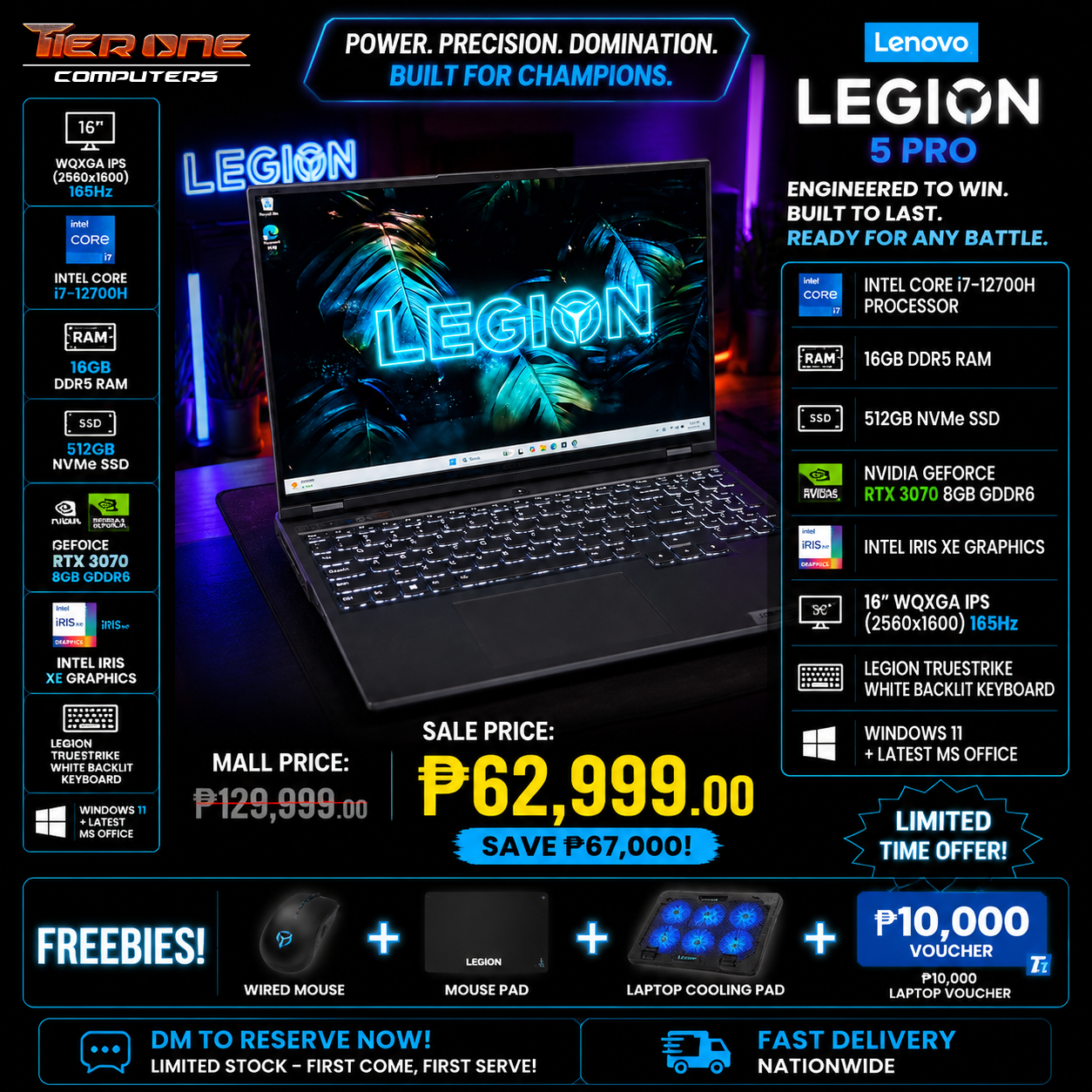 Lenovo Legion 5 Pro | i7 12th Gen | 16GB RAM | 512GB SSD | RTX 3070