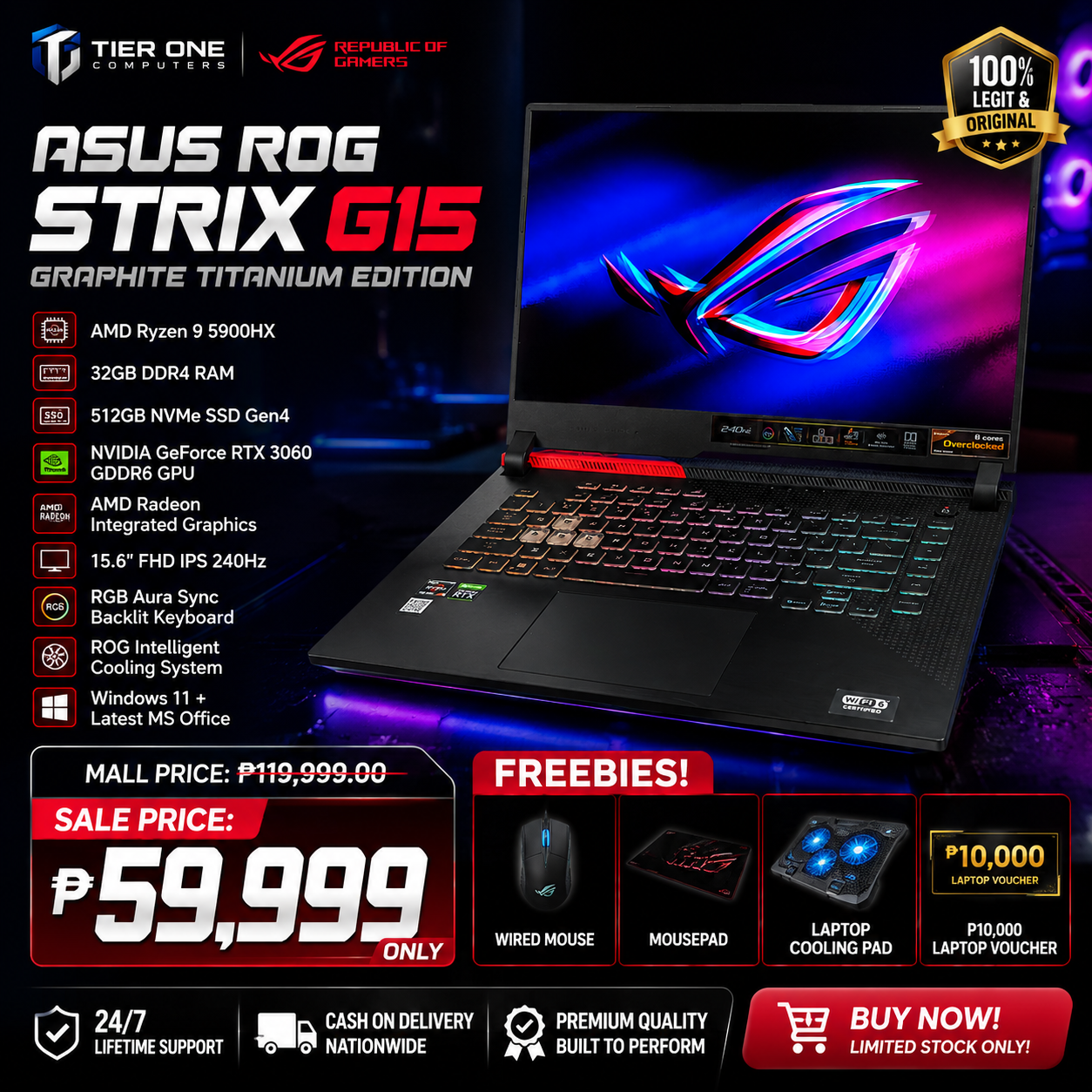 ASUS ROG STRIX G15 | Ryzen 9 | 32GB RAM | 512GB SSD | RTX 3060