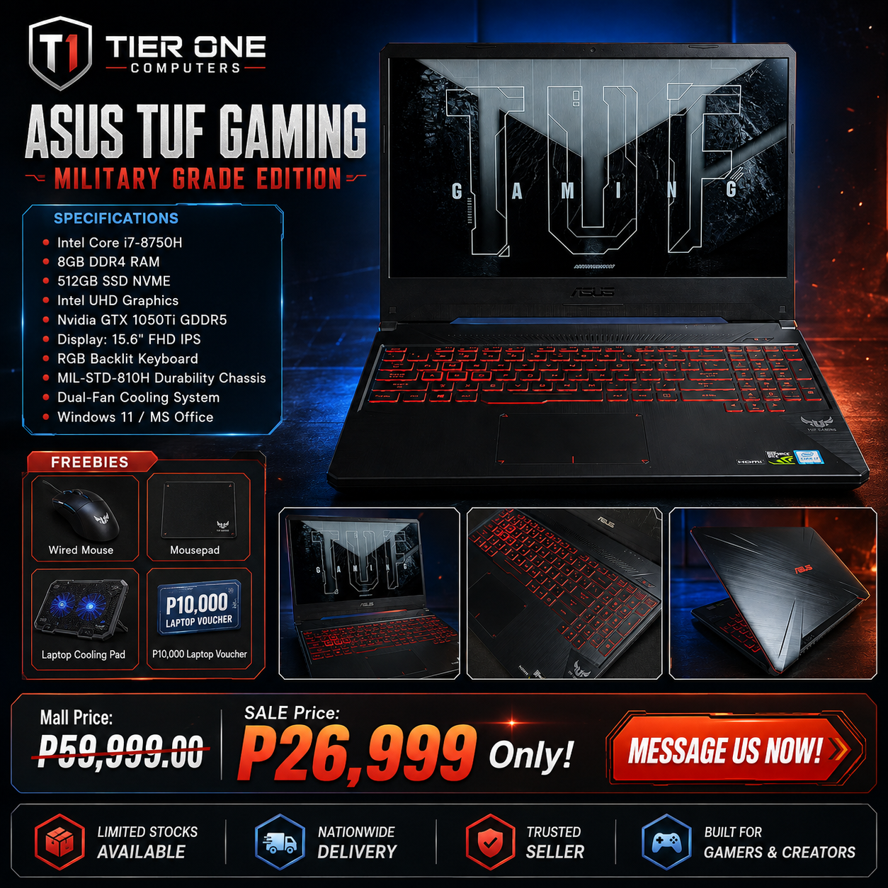 ASUS TUF | Intel Core i7 | 8GB RAM | 512GB SSD | GTX 1050Ti