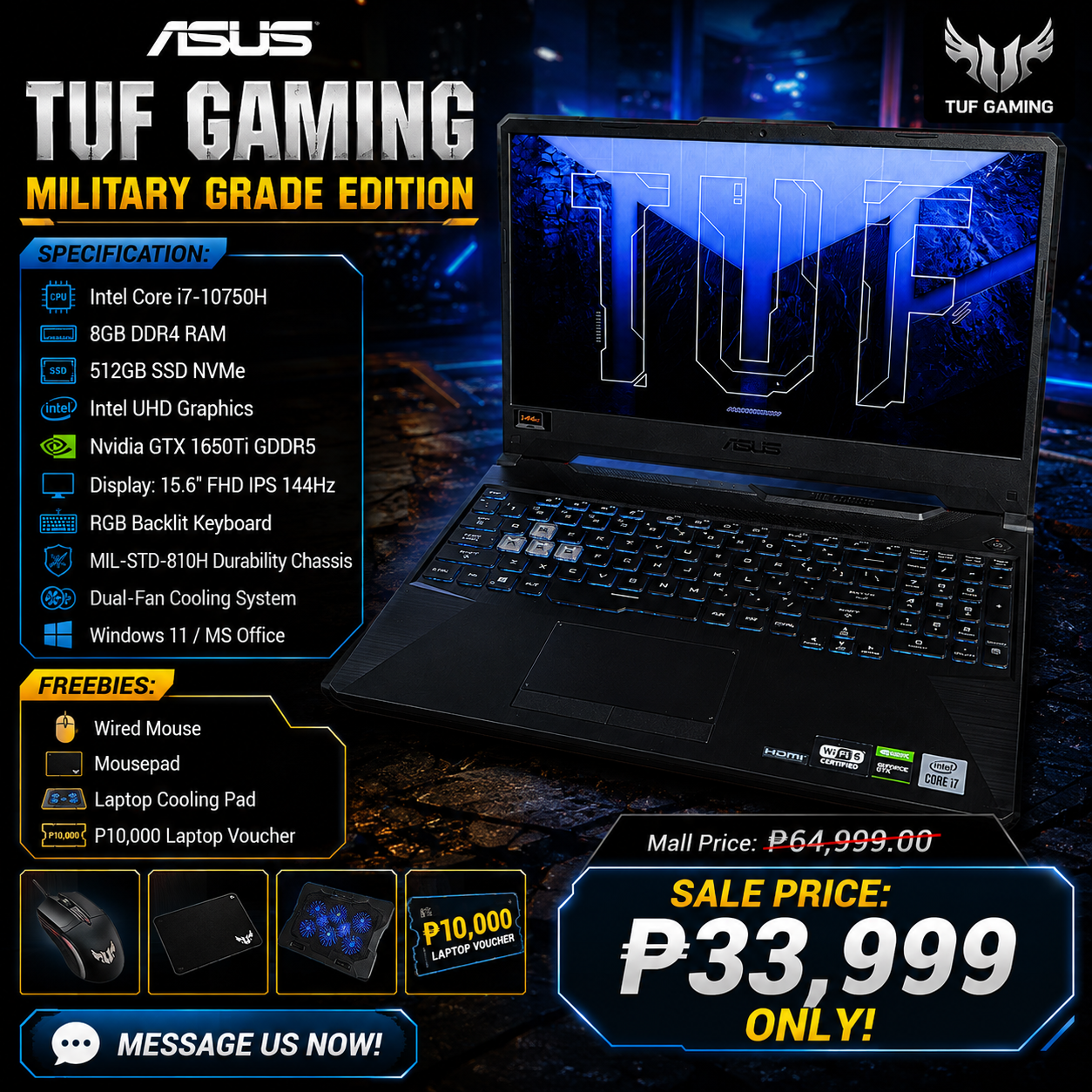 ASUS TUF | Intel Core i7 | 8GB RAM | 512GB SSD | GTX 1650Ti