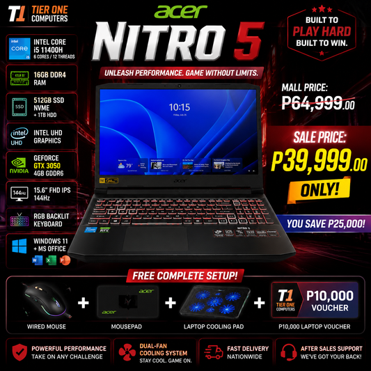 ACER NITRO 5 | i5 11th Gen | 16GB RAM | 1.5TB SSD | RTX 3050Ti