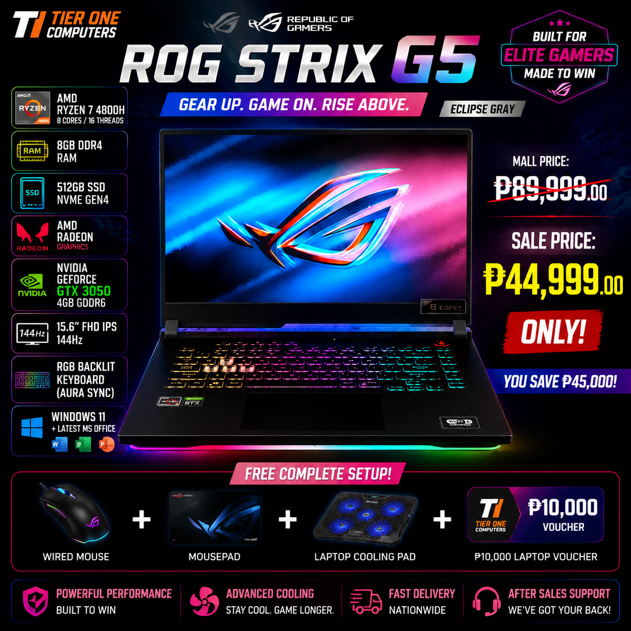 ROG STRIX G5 | Ryzen 7 | 8GB RAM | 512GB SSD | RTX 3050