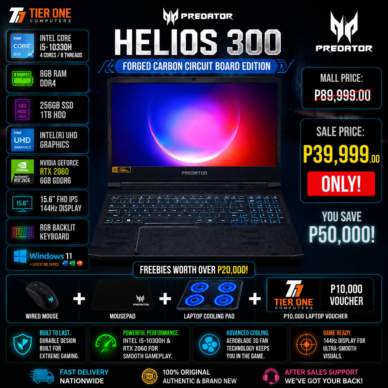 ACER PREDATOR HELIOS 300 | Intel Core i5 | 8GB RAM | 256GB + 1TB | RTX 2060
