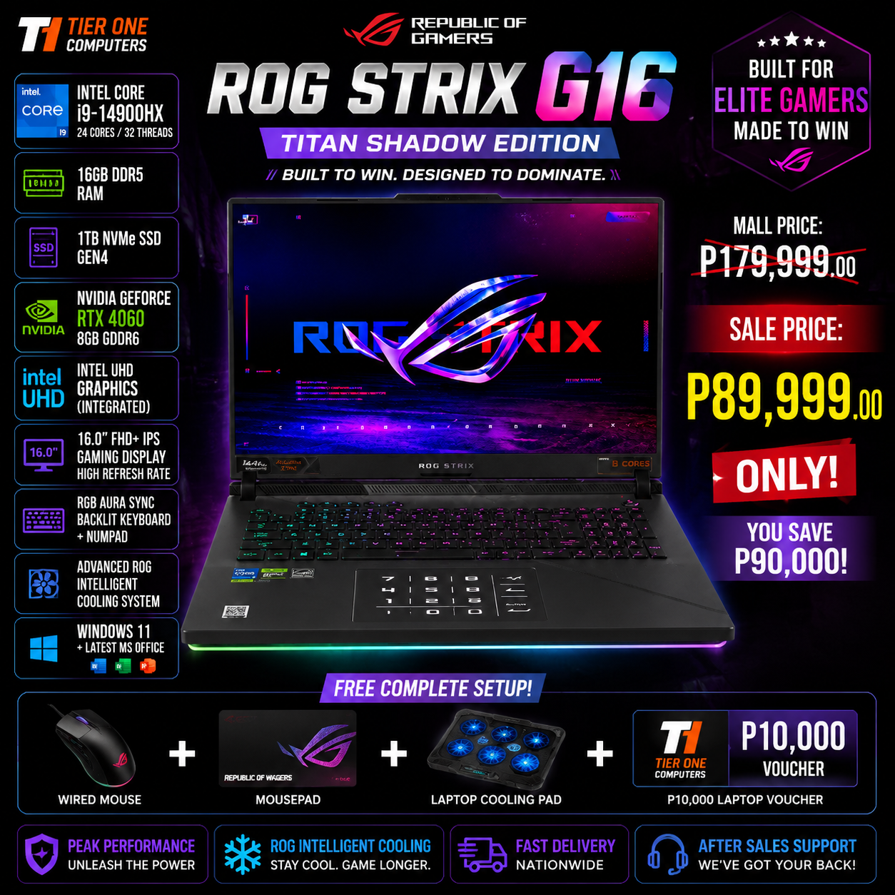 ASUS ROG STRIX G16 | i9 14th Gen | 16GB RAM | 1TB SSD | RTX 4060