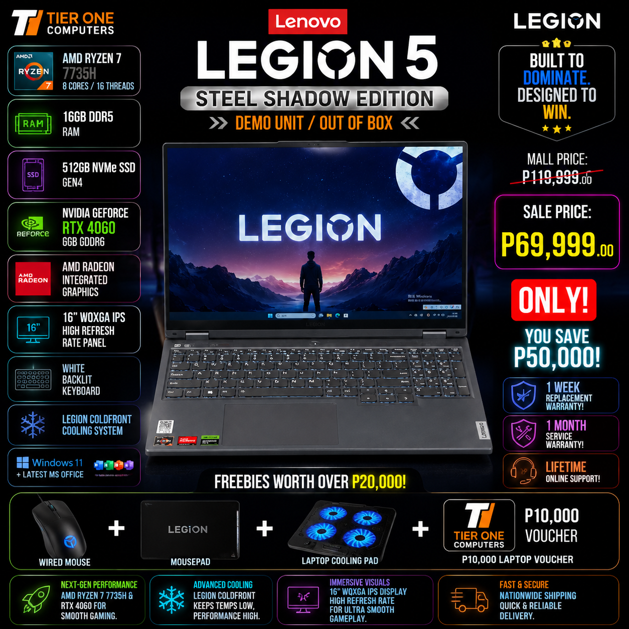 LENOVO LEGION 5 | Ryzen 7 | 16GB RAM | 512GB SSD | RTX 4060