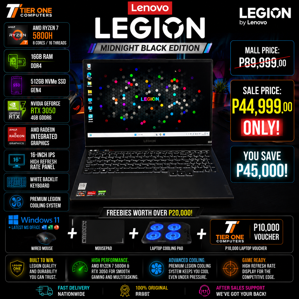 LENOVO LEGION | Ryzen 7 | 16GB RAM | 512GB SSD | RTX 3050