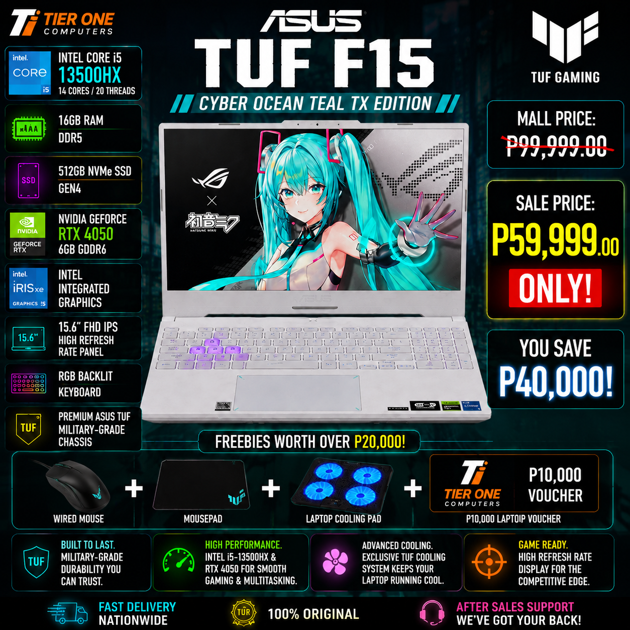 ASUS TUF F15 | i5 13th Gen | 16GB RAM | 512GB SSD | RTX 4050
