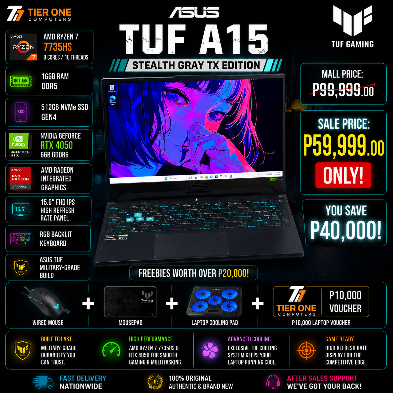 ASUS TUF A15 | Ryzen 7 | 16GB RAM | 512GB SSD | RTX 4050