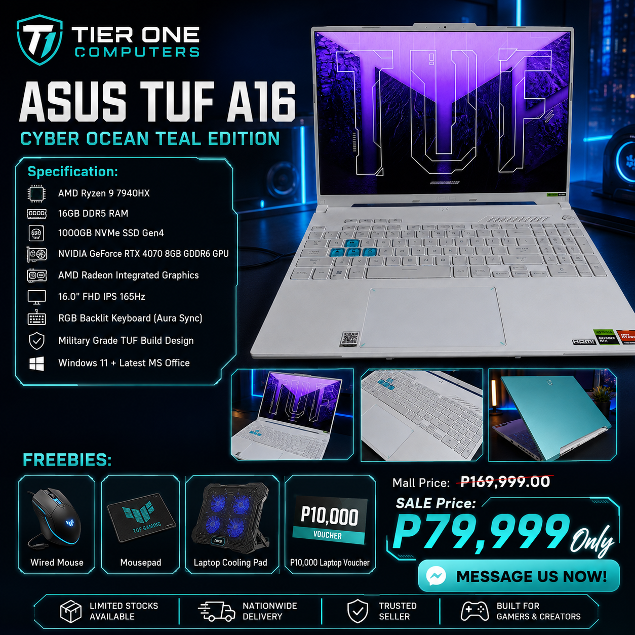 ASUS TUF A16 | Ryzen 9 7940HX | 16G BRAM | 1TB SSD | RTX 4070