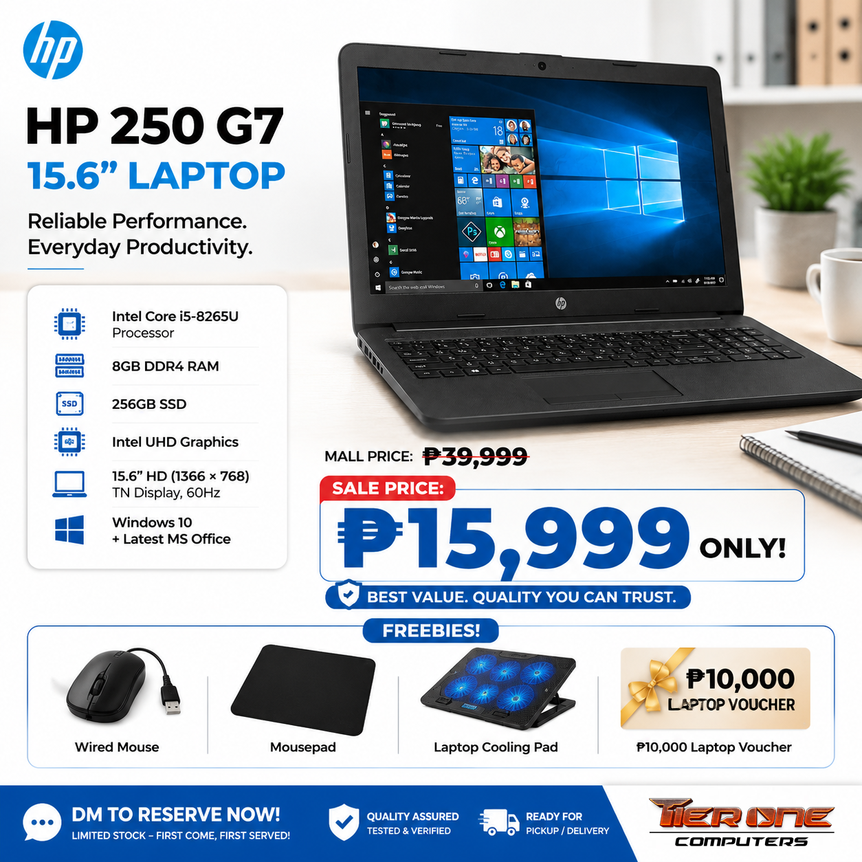 HP 250 G7 | Intel Core i5 | 8GB RAM | 256GB SSD | 15.6" Display