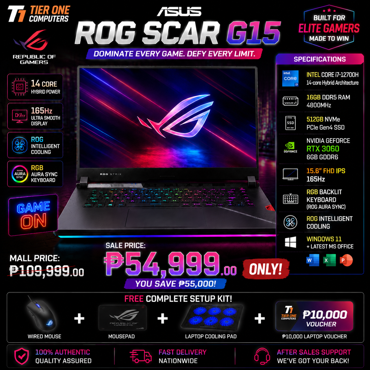 ASUS ROG Scar G15 | i7 12th Gen | 16GB RAM | 512GB SSD | RTX 3060