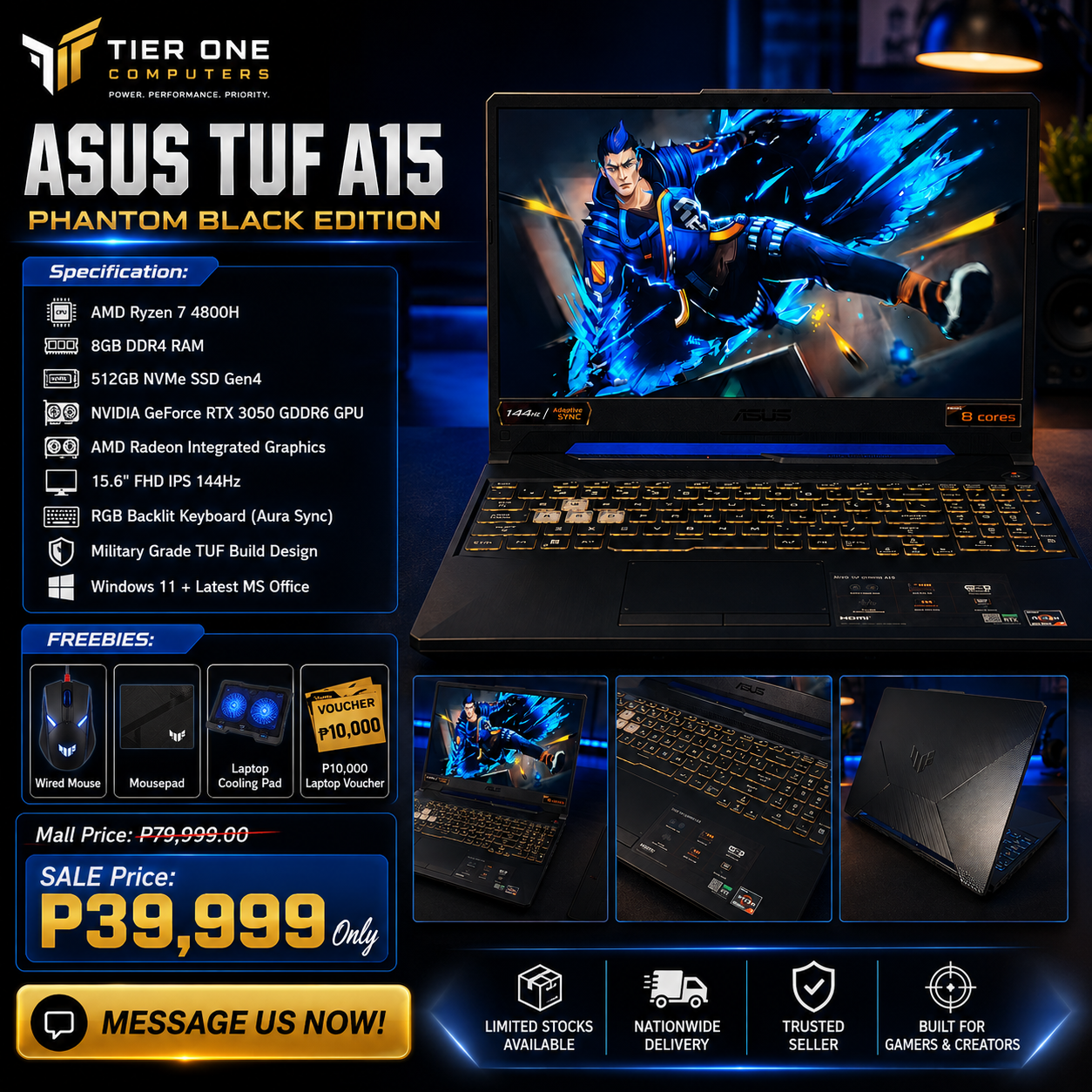 ASUS TUF A15 | AMD Ryzen 7 | 8GB RAM | 512GB SSD | RTX 3050